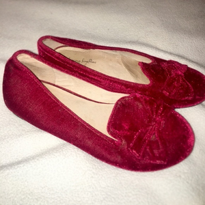 Chasing Fireflies‎ Red Velvet Flats Bow Size 3 EUC